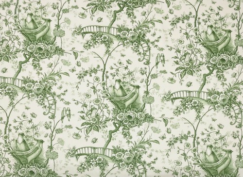 DURALEE TREETOP TOILE GREEN BIRD FLORAL BUTTERFLY COTTON FABRIC BY YARD 54"W - Picture 1 of 6