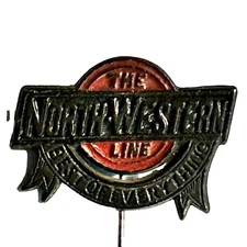 The North Western Line Best of Everything Railroad Pin 1"W Stick Pin c1920s