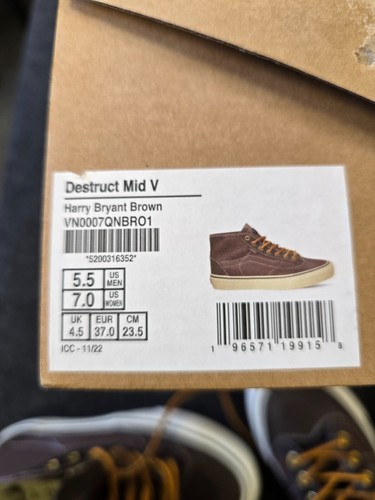 Vans trainers size 4.5 UK Brown - Unisex - Harry Bryant Destruct Mid V - BNIB - Picture 10 of 10