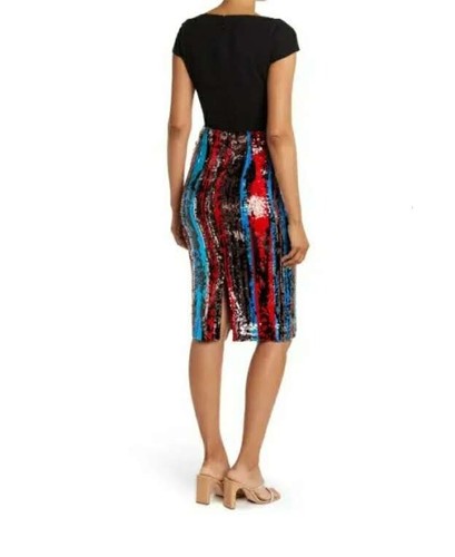 Kleid The Population Damen Pailletten V-Ausschnitt Knielang Cocktailkleid Gr. XS NEU - Bild 4 von 6