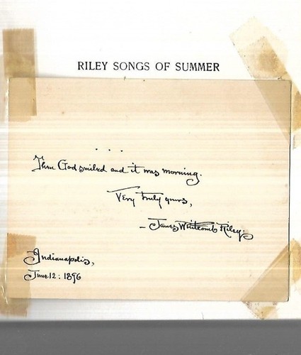 Riley Songs of Summer. James Whitcomb Riley. N.Y. 1908. inscribed by Riley.  - Picture 3 of 3