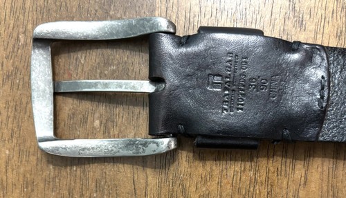 VTG Trafalgar Black Leather Belt Sz36 1-5/8”Wide 5 Row Stitched GUC - Picture 4 of 7