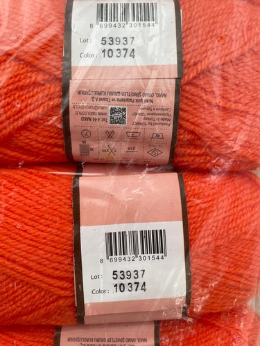 Lot of 5 Nako Baby Super Bebe Yarn Acrylic ORANGE # 10374 ~ 59g ~ 180 m - Picture 3 of 4