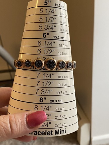 14K Rose Gold Plate Sterling 1.40 cttw Black Spinel Pave Circle Hinged Cuff QVC - Picture 4 of 8