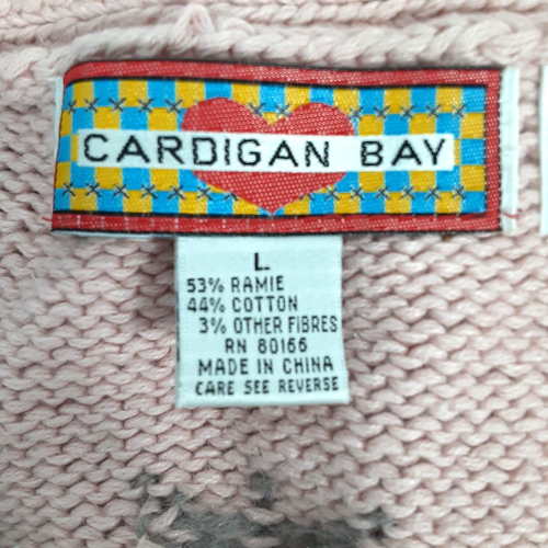 CARDIGAN BAY Sweater Cardigan Sz L Hand Knit Cotton Holiday Wearable Art - Picture 22 of 24