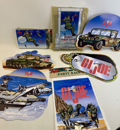 VTG 1998 G.I. Joe Party Supply Lot: Invites, Door Banner, Decor, Treat Bags: New