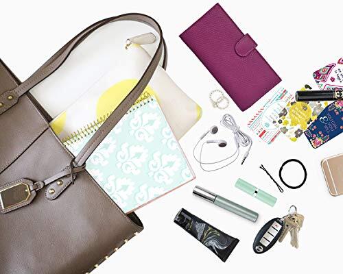 Leather Checkbook Cover RFID Wallets For Women Duplicate Check Card Pen Fuschia - Foto 7 di 8