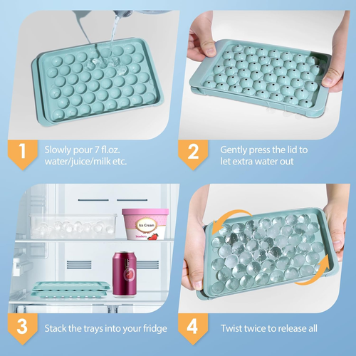 Ice Cube Tray with Lid and Bin - round Ice Trays for Freezer with Lid - Ice Cube - Picture 4 of 12