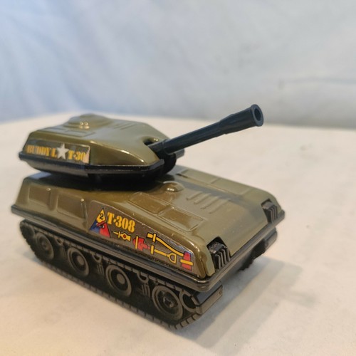 VINTAGE 1980 BUDDY L T-308 ARMY MILITARY TANK 4" METAL & PLASTIC JAPAN EUC - Picture 7 of 10