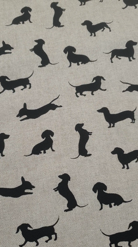 Dachshund Silhouette fabric UK 80% Cotton 20% Polyester material metres Black - Video 1 of 1