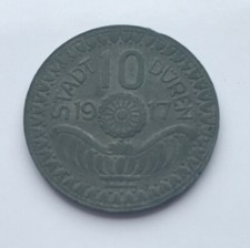 1917 Germany Duren 10 Pfennig - Zinc 3.3 g ⌀ 23.0 mm Funck# 105.4
