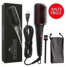 Hair Straightener Brush Ceramic Beauty Experts Iron Brush Straightening Black