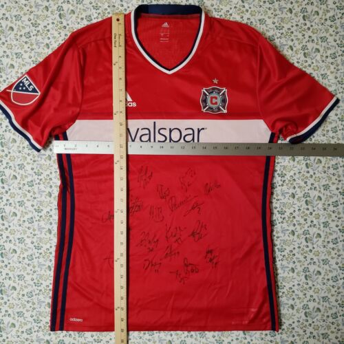 Adidas Chicago Fire Trikot Shirt Erwachsene Größe Large signiert von Spielern Fußball MLS - Bild 2 von 12