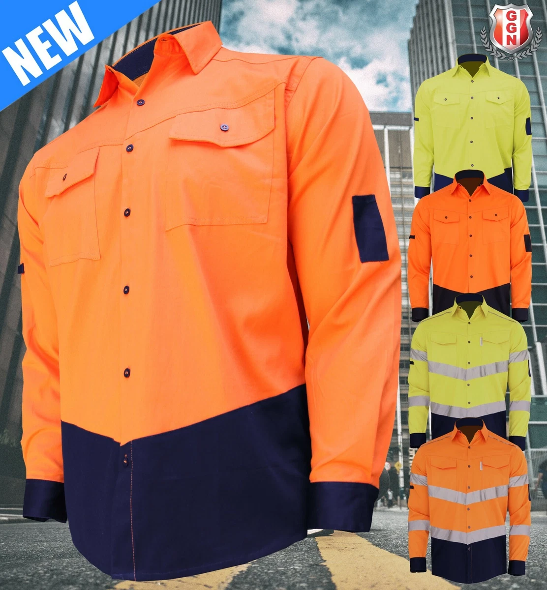 Hi vis cotton shop button down shirts