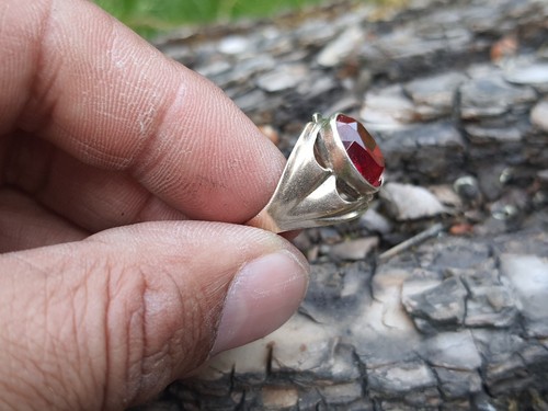 Vintage Soviet Sterling Silver 875 Ring Ruby Women's Jewelry Size 10,5 - Picture 6 of 7