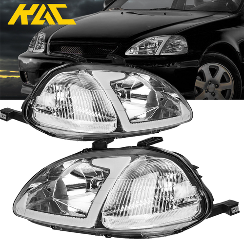 For 1996 1997 1998 Honda Civic EJ/EM/EK Headlights HeadLamps LED DRL Bar US - Picture 3 of 12