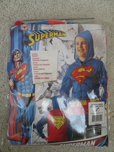 SUPERMAN ZIP UP MUSCLE HOODIE SWEATSHIRT RUBIE'S DC COMICS L/XL 12-14 YOUTH - Picture 6 of 6