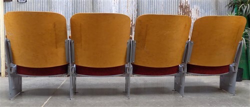 4 Red Padded Folding Theater Seats, Auditorium Movie Theater, Entryway Bench A6 - Picture 4 of 9