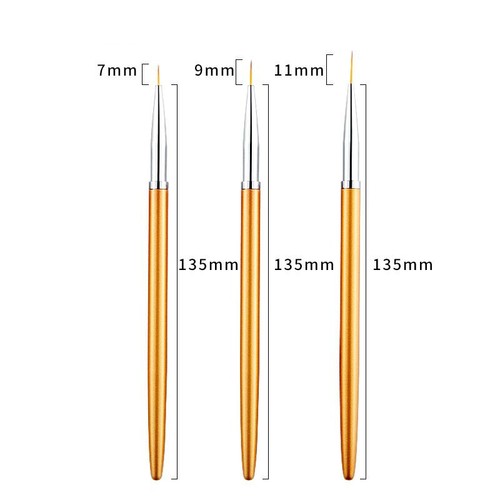 3 Profi Fineliner Pinsel Set Gold Nailart Schnörkel Nageldesign fein Paint Nails - Bild 2 von 5