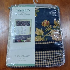 Waverly Garden Room Harbor Square Fabric Tuck Valance 72 x 18 100% Cotton Sateen