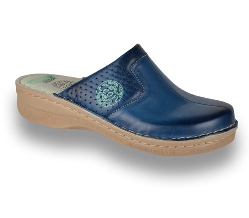 LEON 360 Ladies Women Leather Slip On Mules Clogs Slippers Sandals, Blue  New UK | eBay