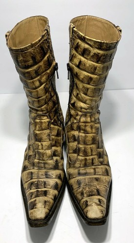 GIANNI BARBATO CROC-LOOK WESTERN BOOTS, 36.5, $1100 - Picture 3 of 11