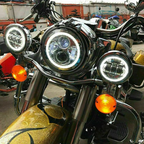 3Pcs 7" LED Headlight DRL & 4.5" Fog Lamps For Yamaha Road Star Silverado 99-13 - Bild 3 von 12