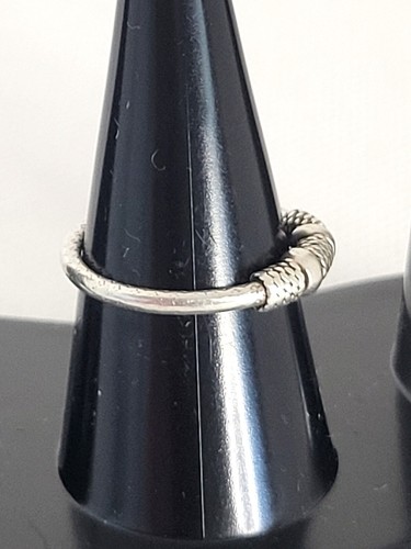 Vintage handgefertigter gewickelter strukturierter Bandring 925 Sterlingsilber Größe 6,5 - Bild 3 von 7