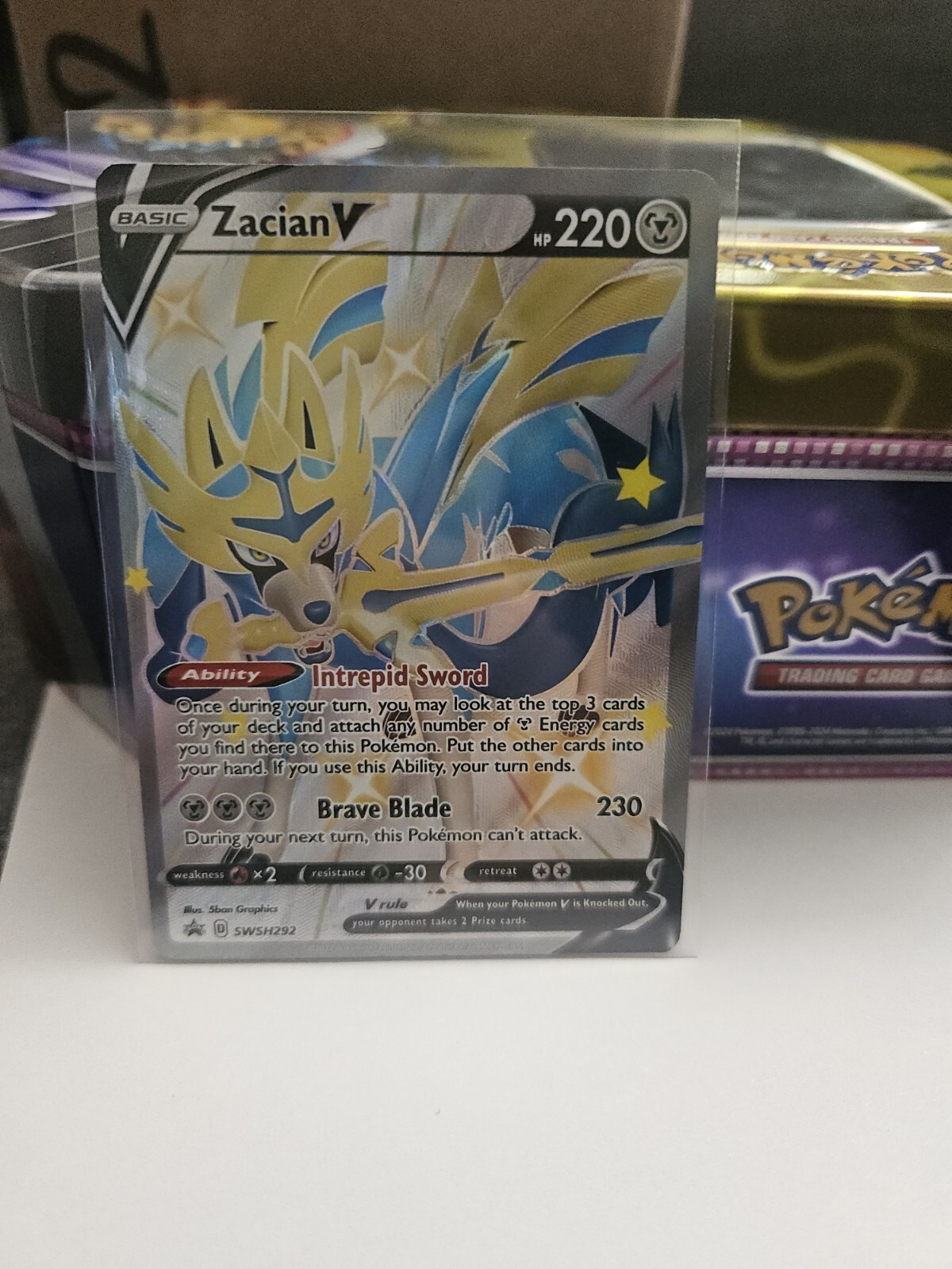 Zacian V - 195/202 - Pokemon Sword & Shield Base Set Full Art Rare Card NM