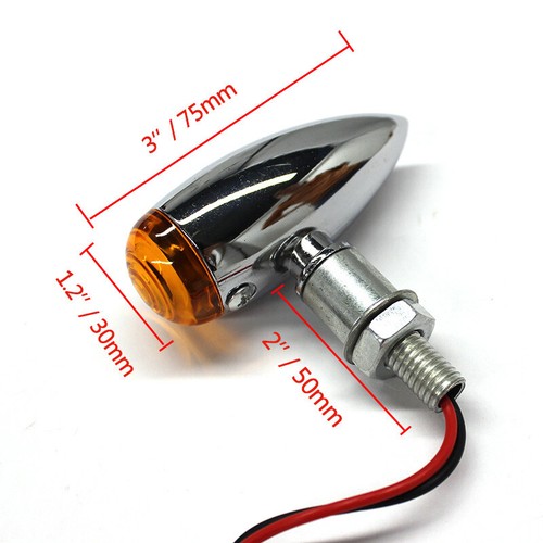 Paar 12V Bullet Blinker Motorrad Chrom Halogen licht Miniblinker E-Prüfzeichen - Bild 3 von 12