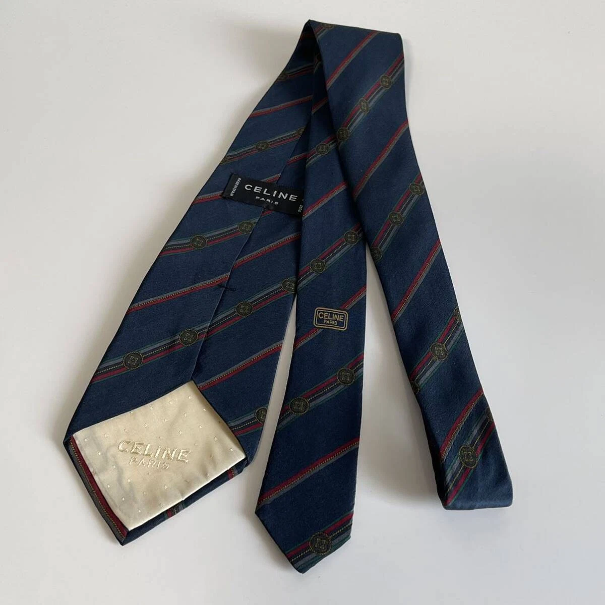 CELINE cravatta uomo seta originale usata cravatta abito classico lusso multicolore A74