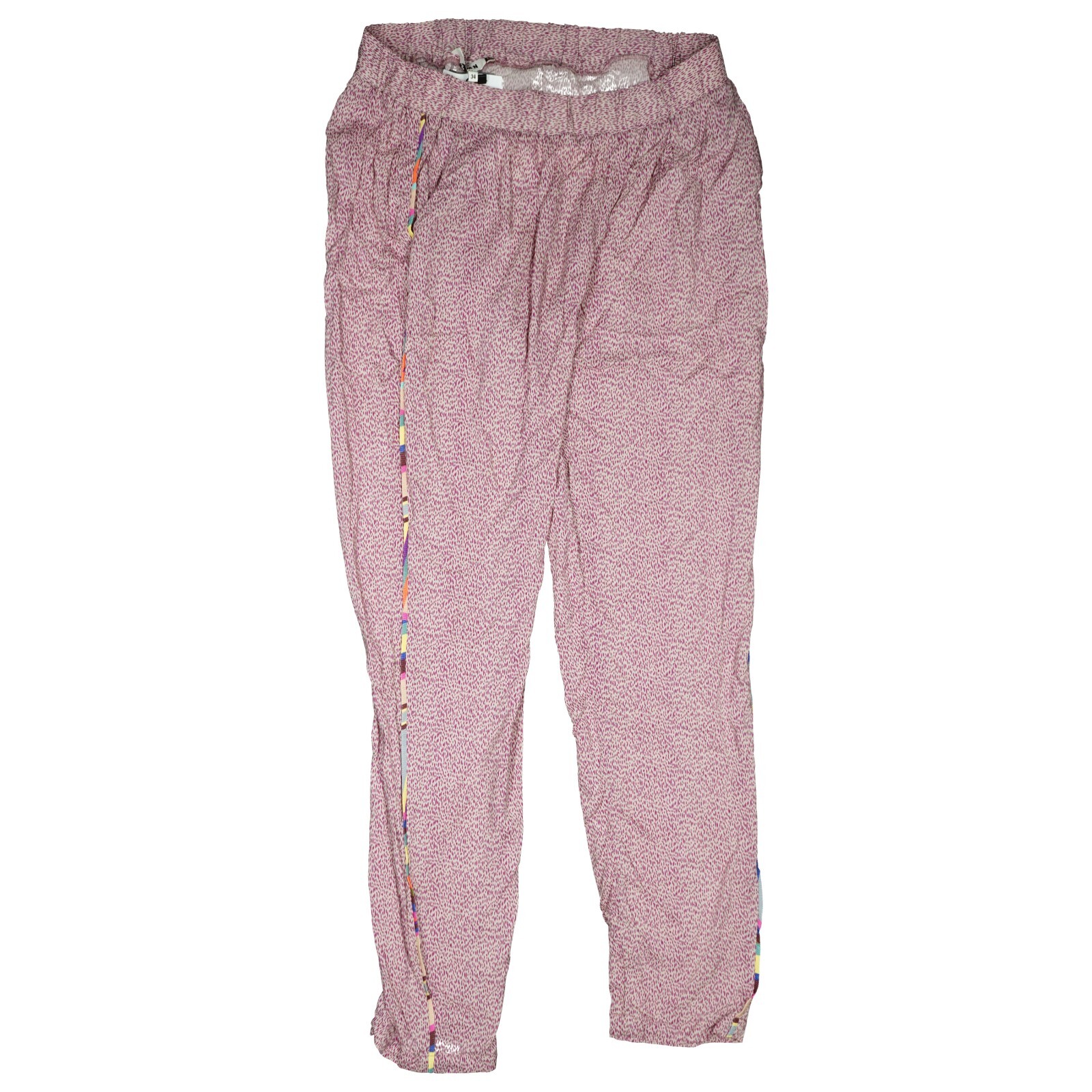 WMN CKS Carita Relax Verano Pantalón Viscosa Ligero 34 W26 S Lila Fino Elástica