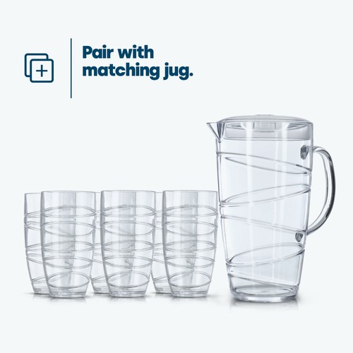 6 vasos altos reutilizables de plástico transparente remolino fiesta de verano barbacoa picnic 700 m - Imagen 8 de 14