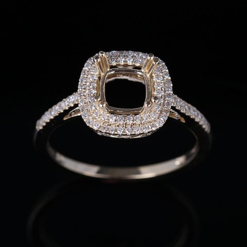 10k Yellow Diamond Semi Mount Setting 6x6mm Cushion Cut Wedding Jewelry Ring - Picture 6 of 6