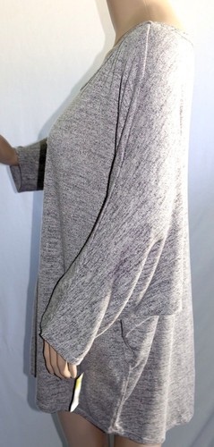 Ultra Teeze Women Plus Size 2x 3x Gray Melange Sweater Top Tunic Shirt Blouse - Afbeelding 9 van 11