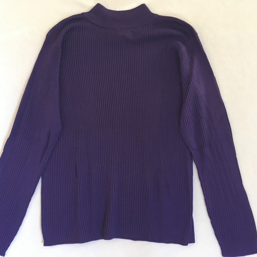 Joseph A Women's Purple Ribbed Silk Mock Neck L/S Sweater Size Medium M - Picture 8 of 12