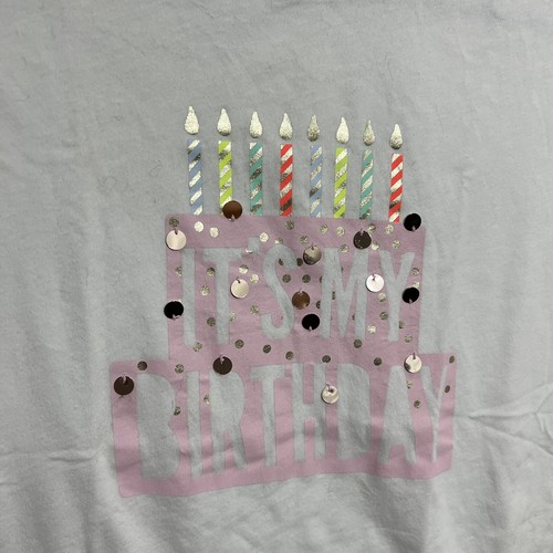 Cat & Jack Happy Birthday Short Sleeve Graphic Tshirt Sparkle Cake Girls XL 14 - Picture 3 of 4