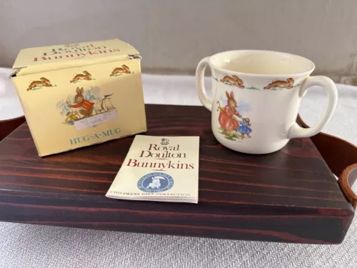 Royal Doulton Bunnykins Hug a Mug 2 Handle Mug Golden Jubilee Baby Mom Carriages