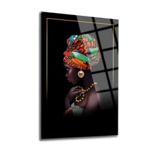 Black Woman Premium Tempered Glass Wall Art,  Fade Proof Home Decor Wall Art