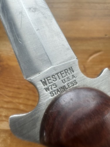 Vintage Western USA W75 Double-edged Fixed Blade Boot Knife Dagger - No Sheath - Picture 7 of 12