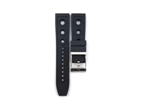 22mm Black Rubber Silicon Strap fit Breitling Diver Navitimer Buckle Watch Pins - Picture 3 of 3