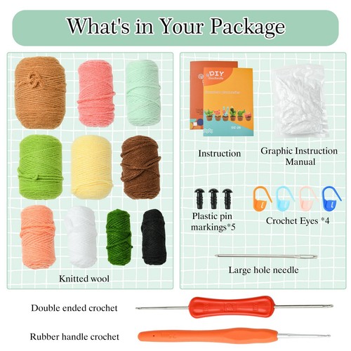 Sukkulenten Topf Display Dekor Wolle Garn Häkeln Stricken Kit Zum Selbermachen Pflanzen Handwerk - Bild 5 von 5