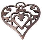 PAMPERED CHEF Heart Trivet Copper Footed VTG Heavy Farmhouse Romantic/7"L