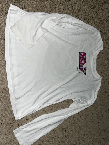 Vineyard Vines Girls Holiday Christmas Whale L/s Top White XL 16 - Picture 2 of 3