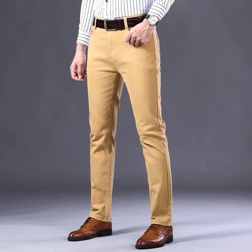 Herren Weinrot Jeans Freizeit Gerade Denim Stretch Hose Männerhose - Bild 4 von 28