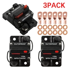 3PCS Car Audio 150 Amp Resettable Fuse Circuit Breaker Car Protect 12V-48V DC