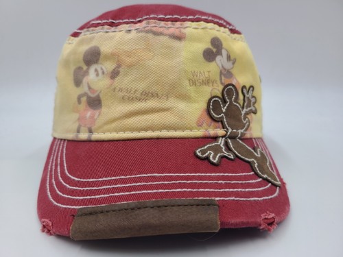 Women Mickey Mouse Walt Disney Parks Cadet Military Army Adjustable Hat Cap Red - Picture 3 of 13