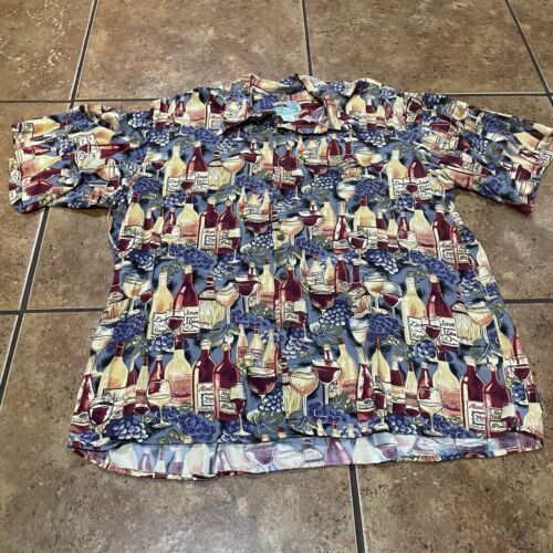 Vintage Reyn Spooner Hemd Weinrot Trauben Gr. XL Herren Rayon Hawaii Aloha