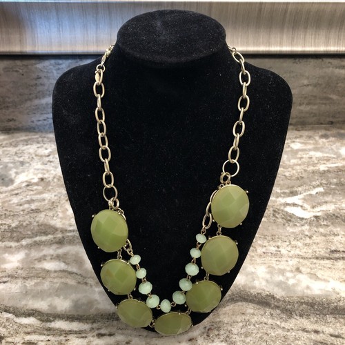 Premier Designs Acrylic Green Faceted Cabochon Jewelry Necklace - Picture 1 of 11