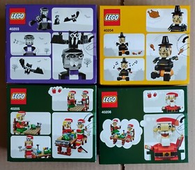 4 *NEW* LEGO sets 40203 Halloween Vampire 40204 Thanksgiving 40205/6 Santa Elves